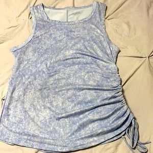 Cotton blue multi left side cinch tie tank top!  EVcR brand size large!